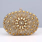 Flower Rhinestones Evening Bags gold