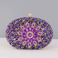 Flower Rhinestones Evening Bags purple