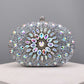 Flower Rhinestones Evening Bags silver