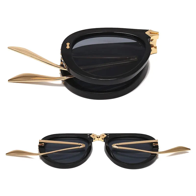 foldable black gold sunglasses