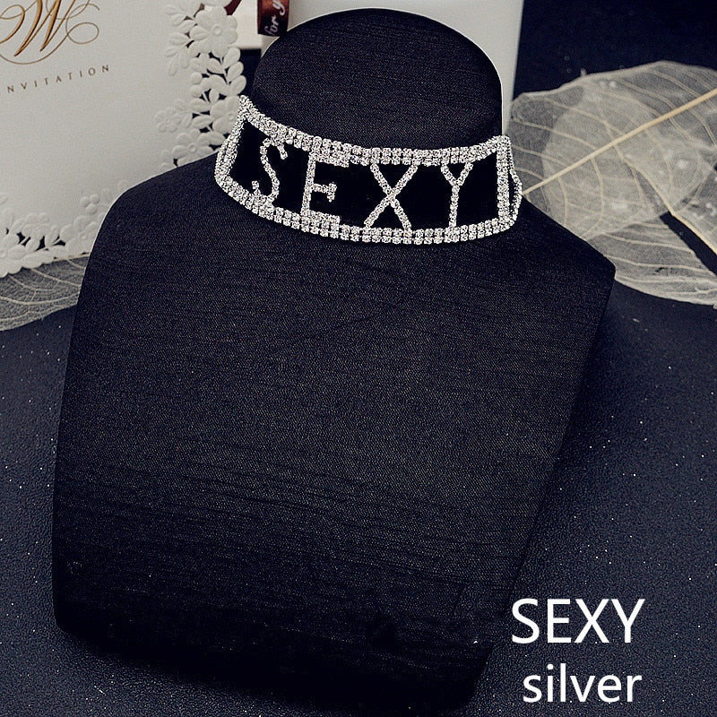 Sexy Full Rhinestone Choker Necklaces