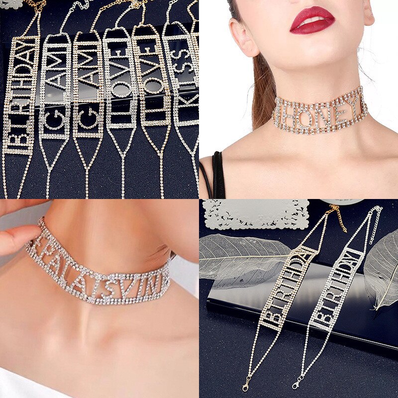 Collection of Full Rhinestone Choker Necklaces