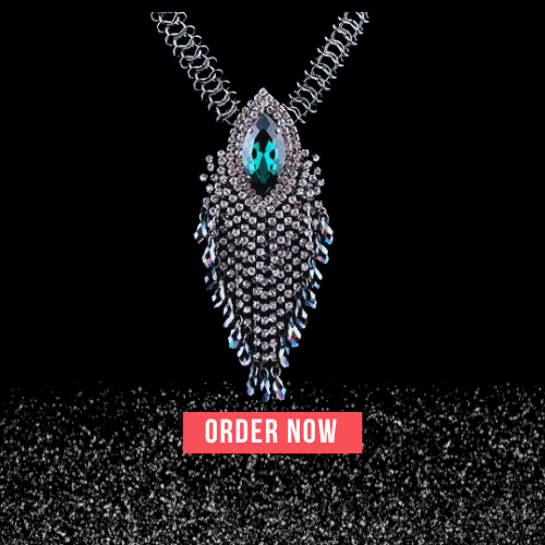 Full Rhinestones Long Chain Pendant Necklace