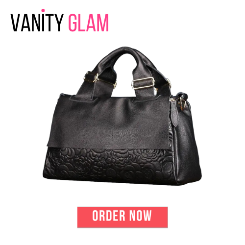 Genuine Leather Cowhide Crossbody Bag Vanity Glam Logo