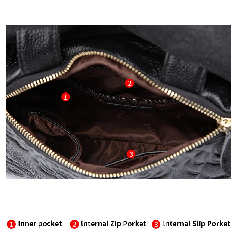 Genuine Leather Cowhide Crossbody Bag compartment