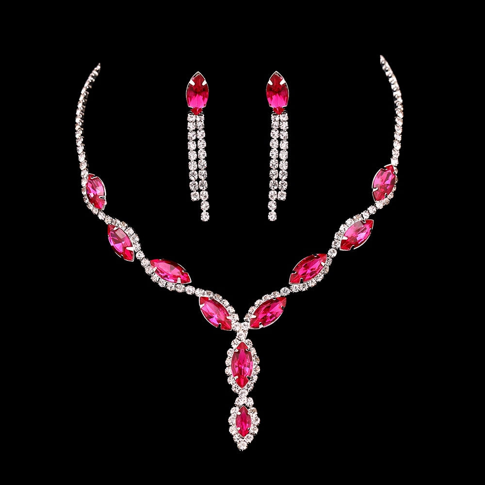 Pink Geometric Designs Crystal Jewelry Sets