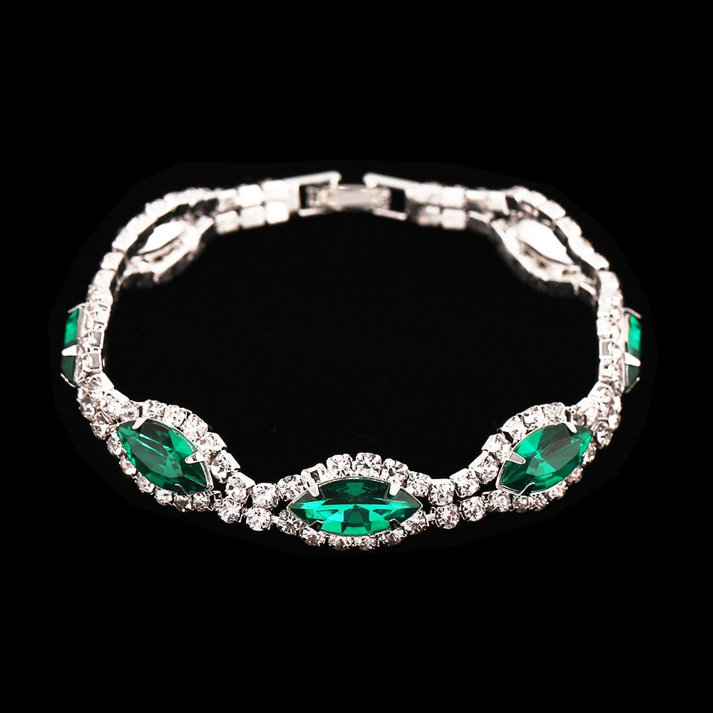 Green Geometric Designs Crystal Jewelry Sets