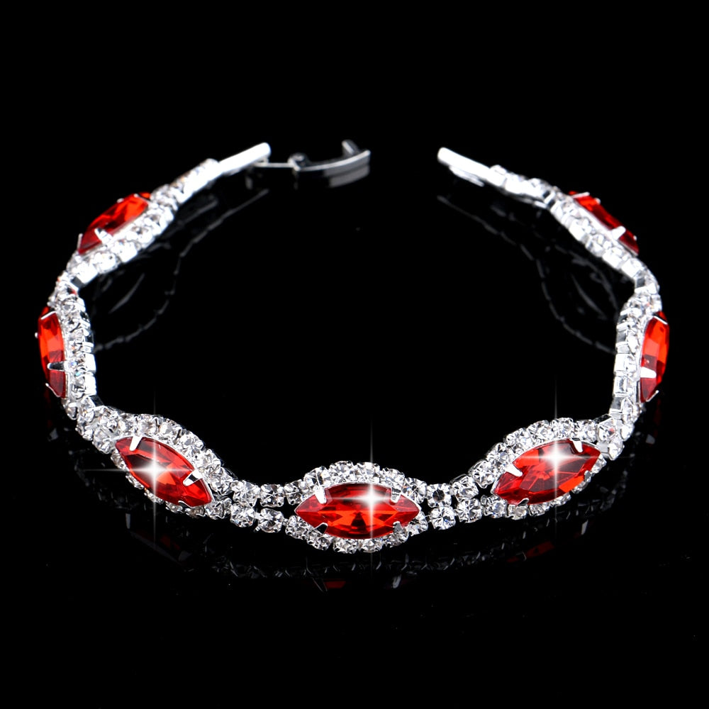 Red Geometric Designs Crystal Jewelry Sets