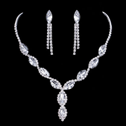 White Geometric Designs Crystal Jewelry Sets