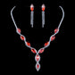 Red Geometric Designs Crystal Jewelry Sets