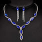 Blue Geometric Designs Crystal Jewelry Sets