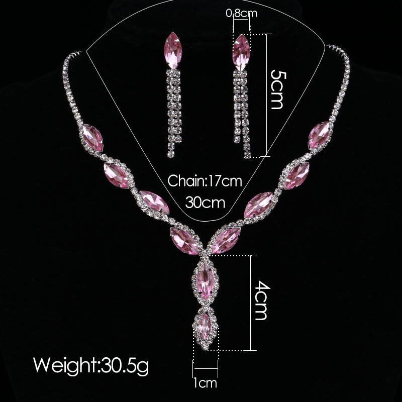 Size of Geometric Designs Crystal Jewelry Sets