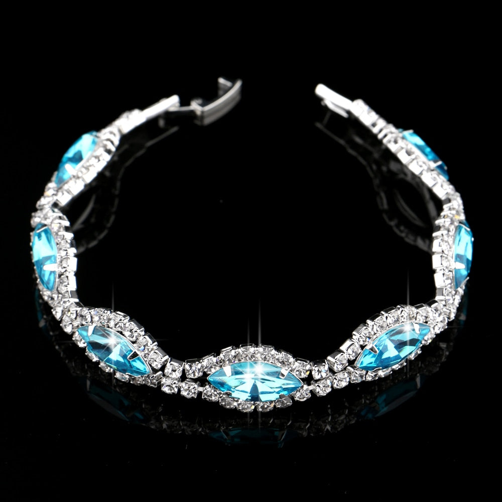 Blue Geometric Designs Crystal Jewelry Sets