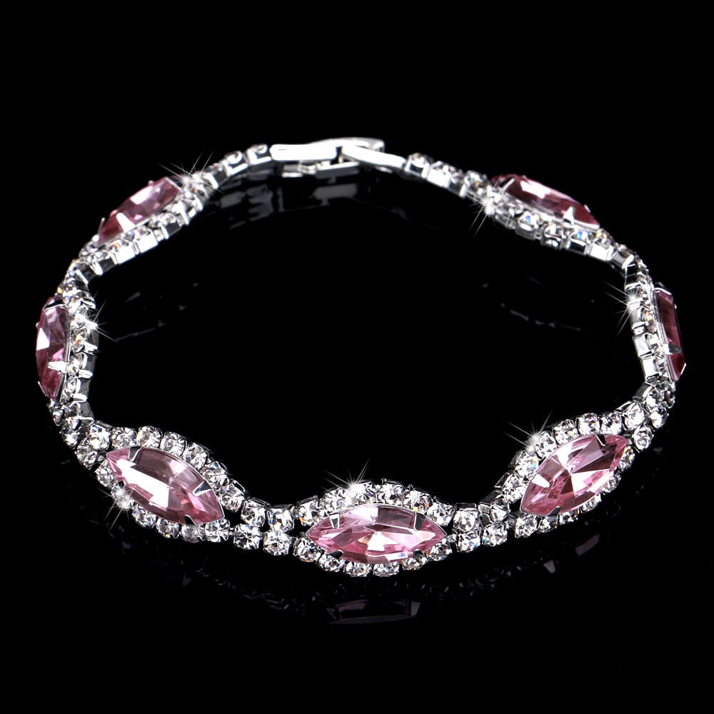Pink Geometric Designs Crystal Jewelry Sets