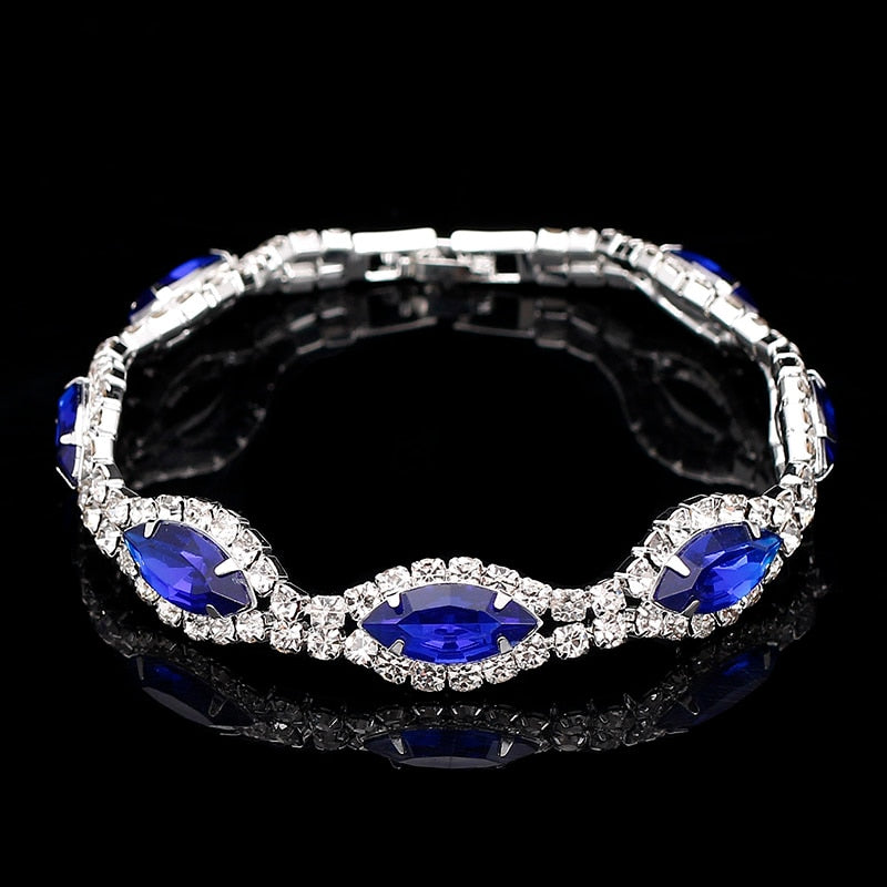 Blue Geometric Designs Crystal Jewelry Sets