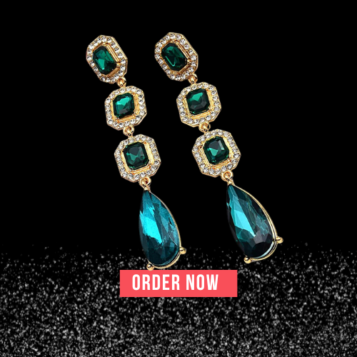 Geometric Rhinestone Long Drop Earrings