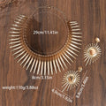 Gold color metal torque choker and big earrings set in African punk style