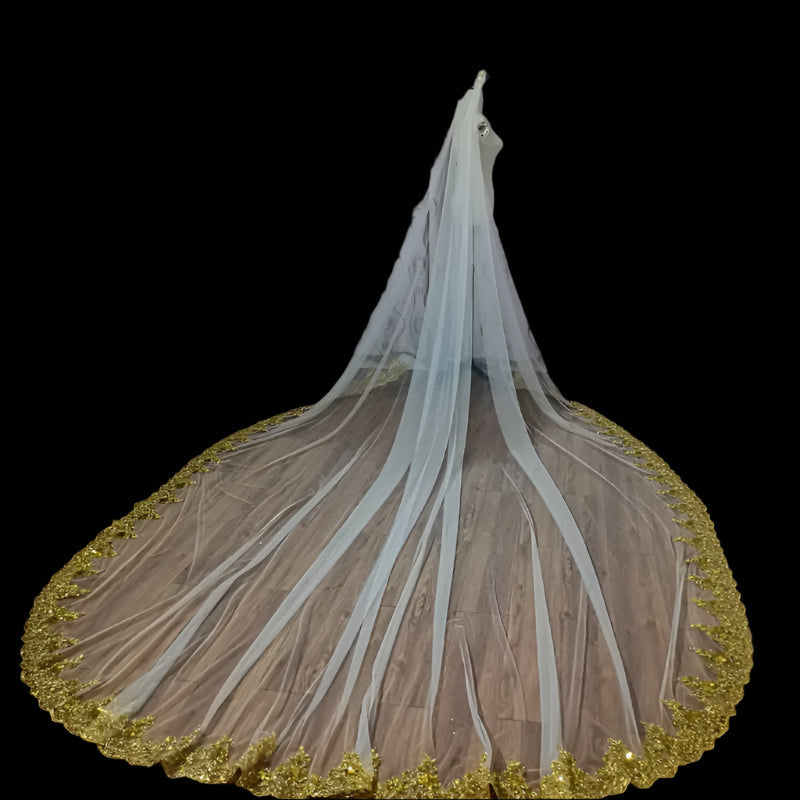 Golden Edge Wedding Bridal Veil