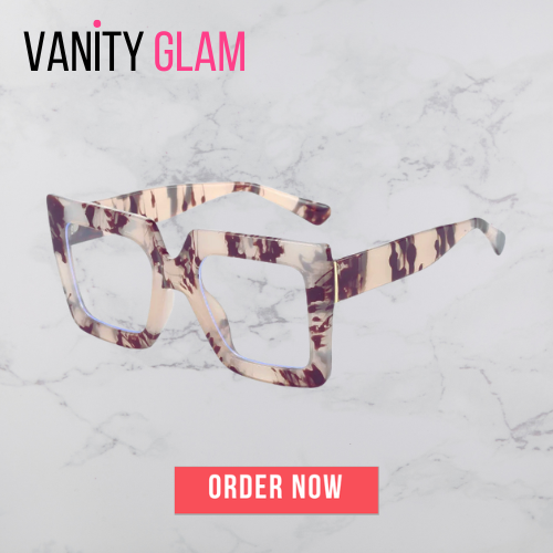 Gradients Big Oversized Square Frame Eyeglass Vanity Glam Logo