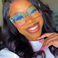 Model using Gradients Big Oversized Square Frame Eyeglass Gradient Color