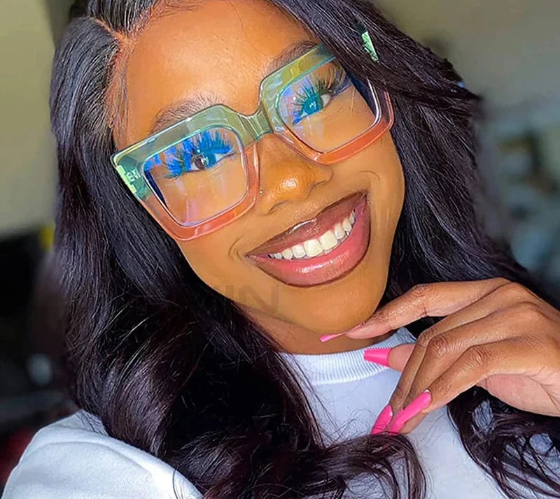 Model using Gradients Big Oversized Square Frame Eyeglass Gradient Color