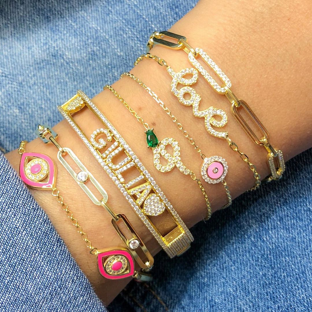 Personalize Initial Charm Slider Bangle