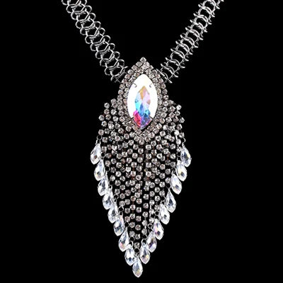 Full Rhinestones Long Chain Pendant Necklace