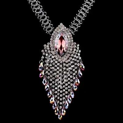 Full Rhinestones Long Chain Pendant Necklace