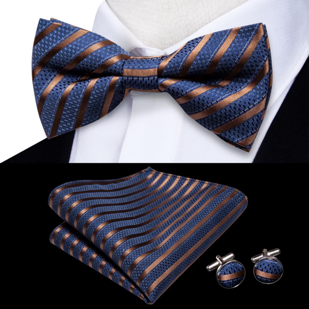 Men's Bowtie Jacquard Bow Tie Set