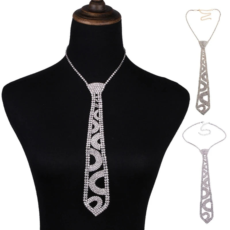 Glitter Faux Crystal Rhinestone Necktie