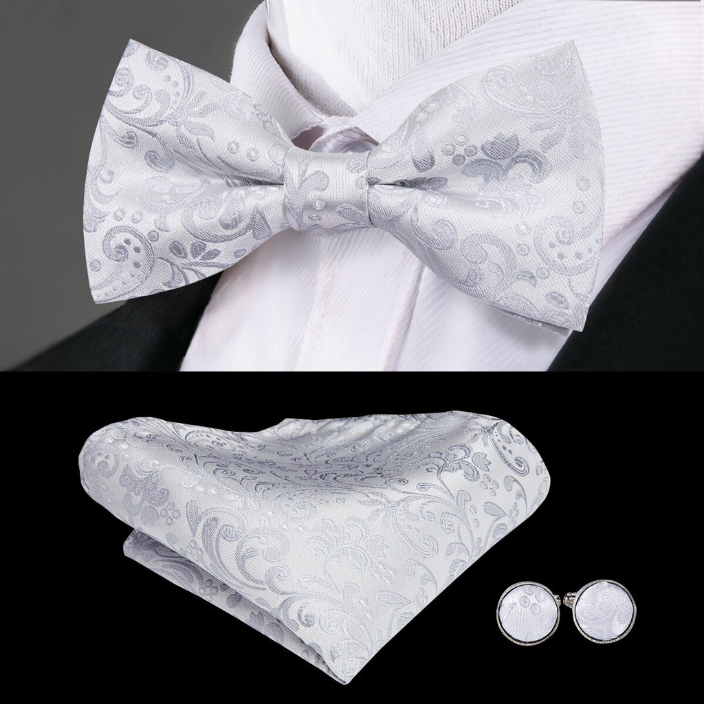 Men's Bowtie Jacquard Bow Tie Set