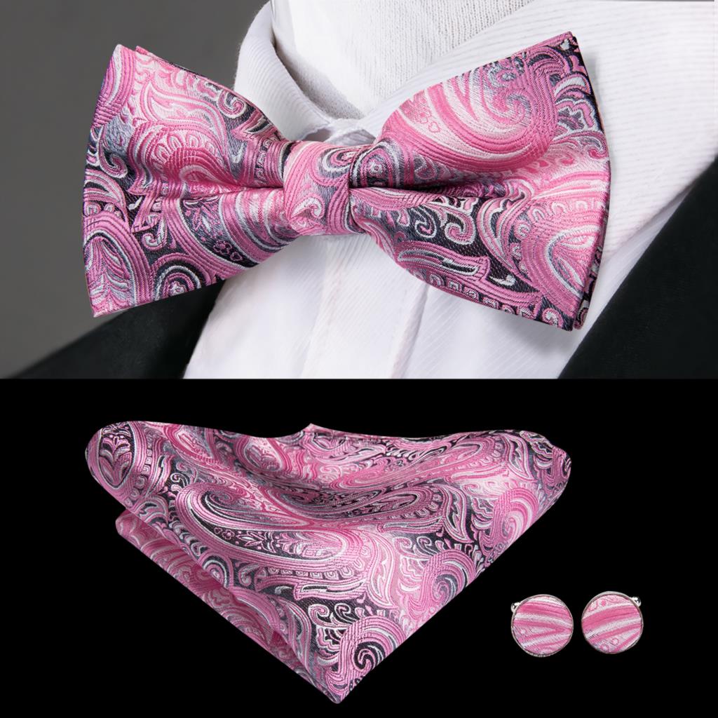 Men's Bowtie Jacquard Bow Tie Set