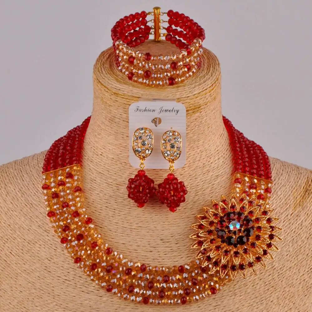 African Necklace Crystal Beads Jewelry Set