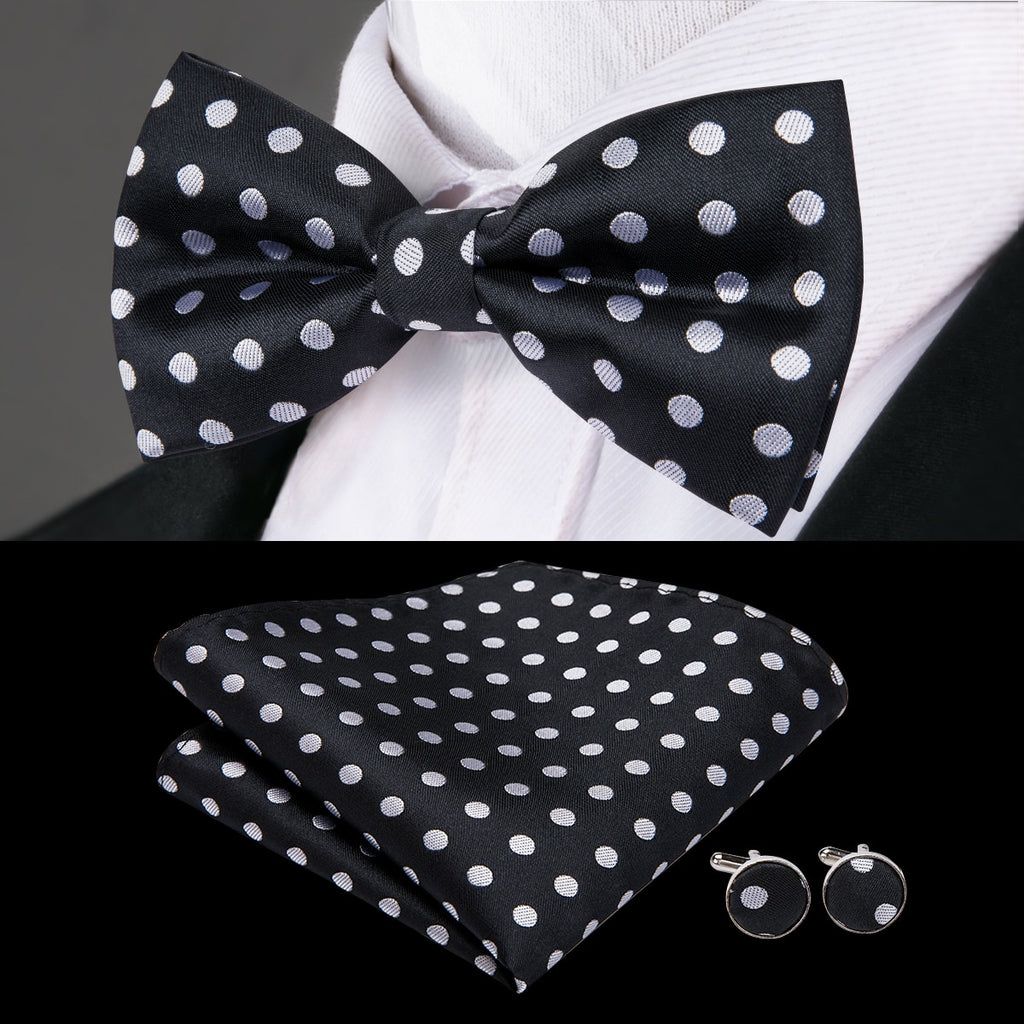 Men's Bowtie Jacquard Bow Tie Set