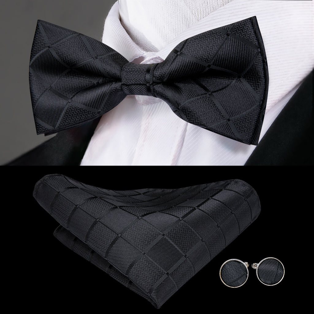 Men's Bowtie Jacquard Bow Tie Set