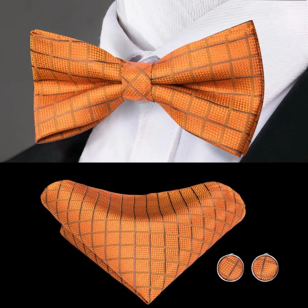 Men's Bowtie Jacquard Bow Tie Set