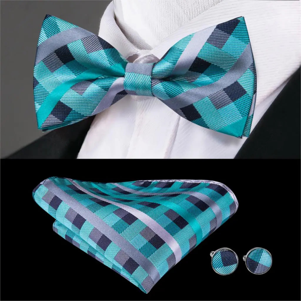 Men's Bowtie Jacquard Bow Tie Set