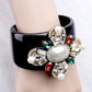 Crystal Beads Black Resin Cuff Bracelet