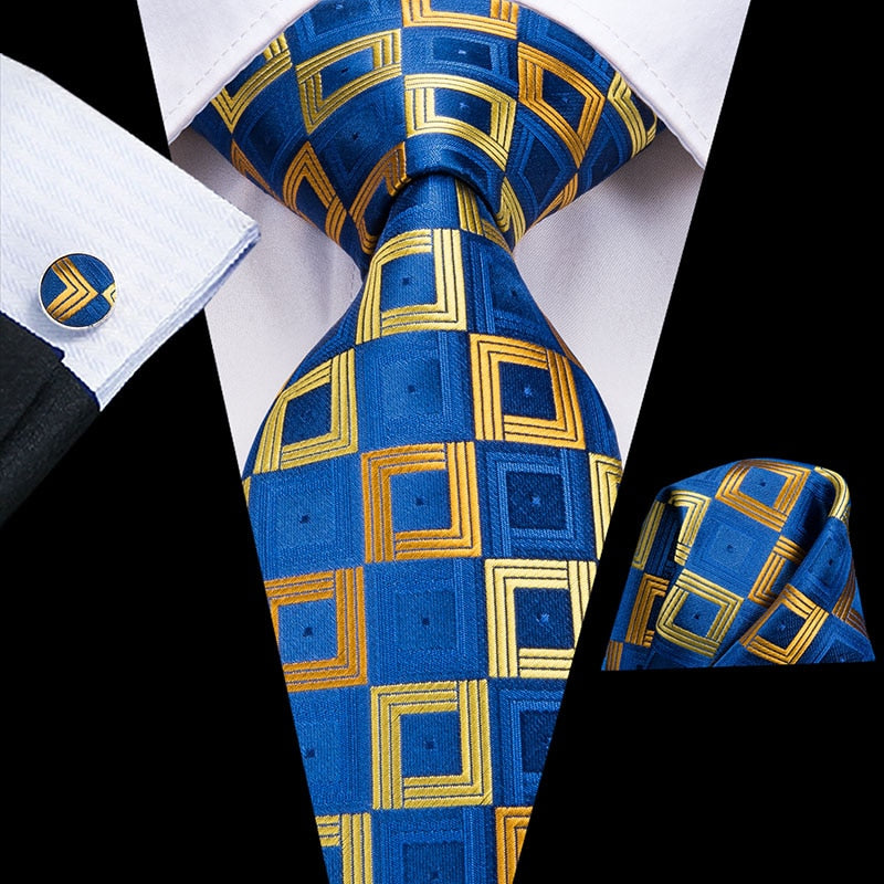 Gold-Blue Plaid Necktie