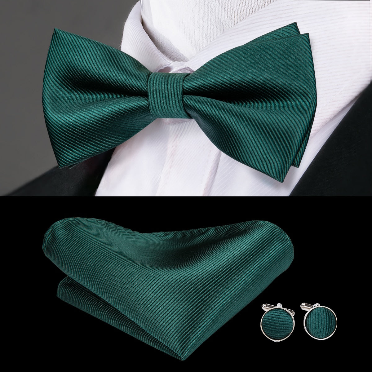 Men's Bowtie Jacquard Bow Tie Set