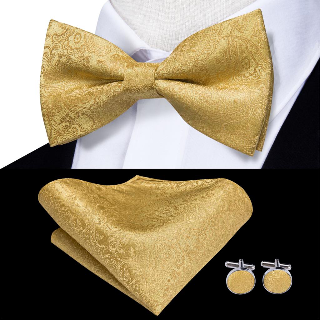 Men's Bowtie Jacquard Bow Tie Set