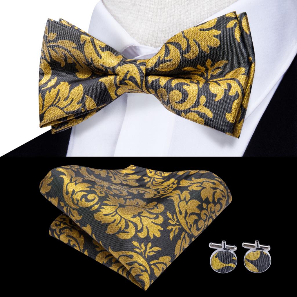 Men's Bowtie Jacquard Bow Tie Set
