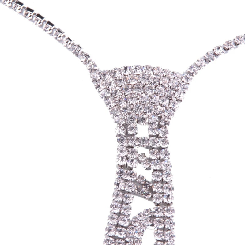 Glitter Faux Crystal Rhinestone Necktie