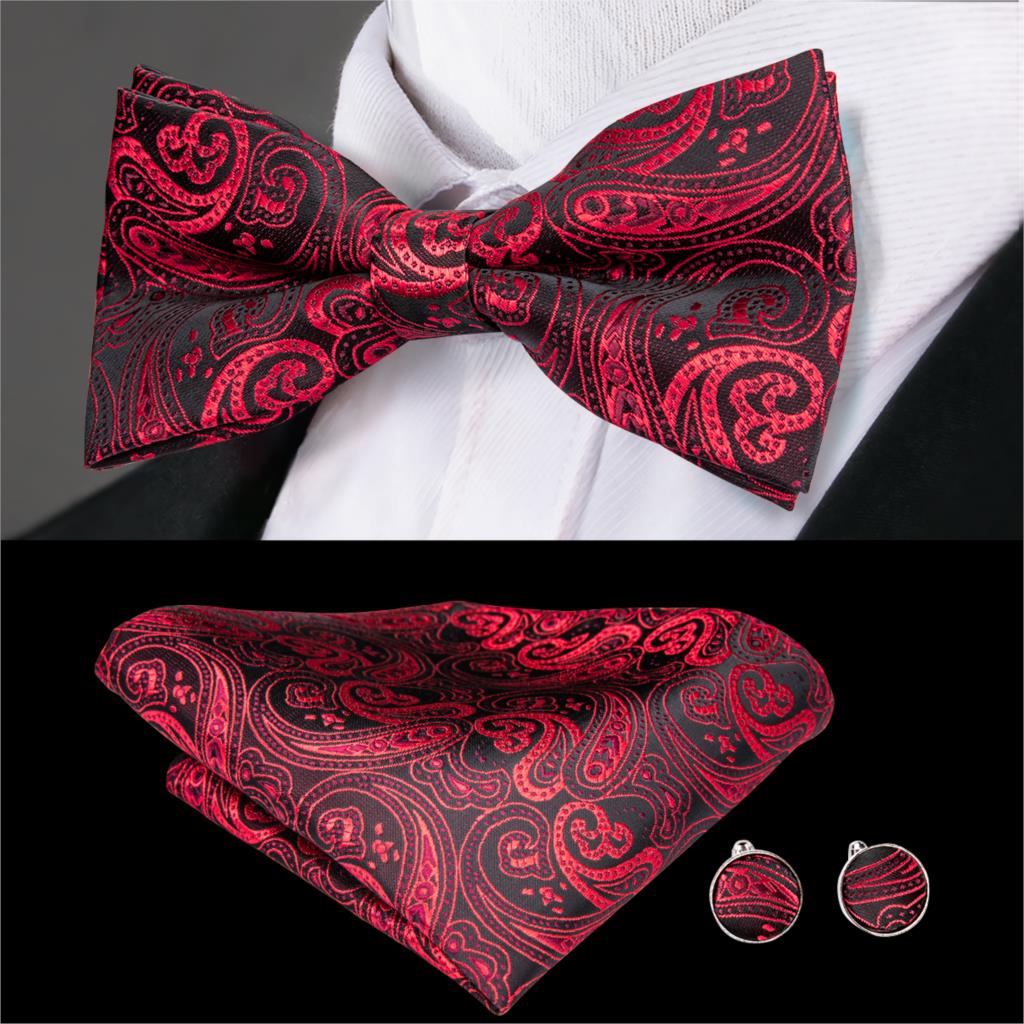 Men's Bowtie Jacquard Bow Tie Set