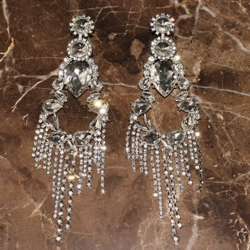 Baroque Style Rhinestone Dangle Earrings