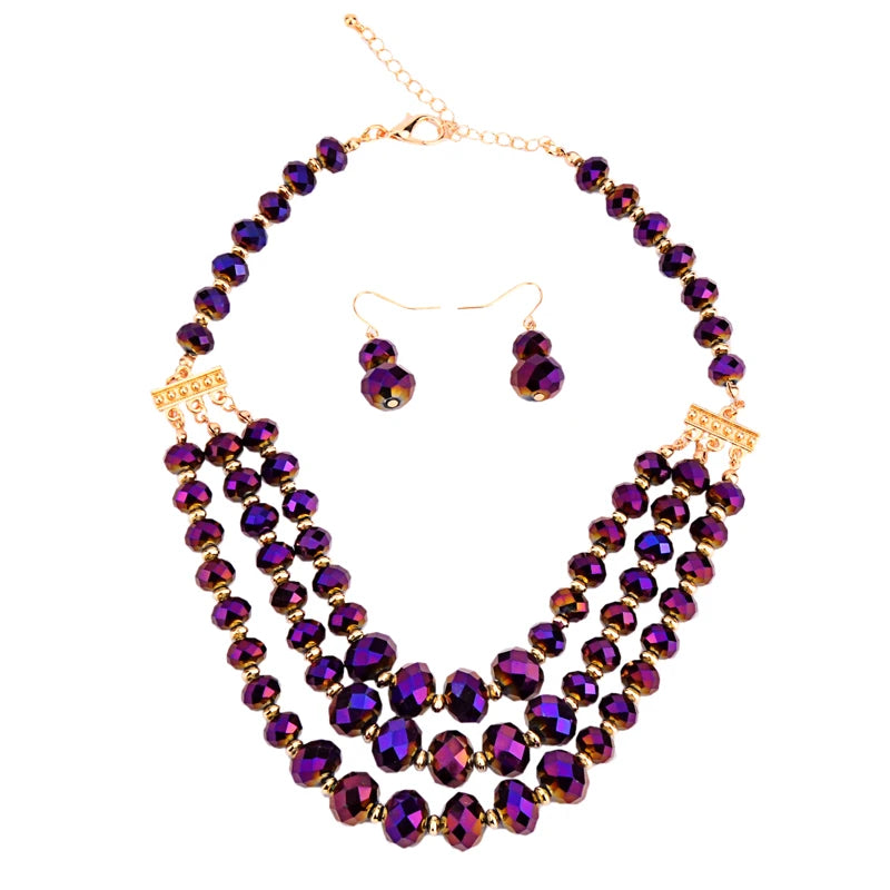 Multi-layer Crystal Ethnic Jewelry Set