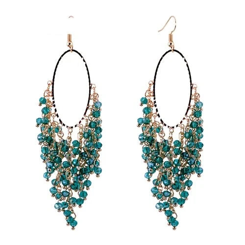 Handmade Crystal Beaded Statement Earrings