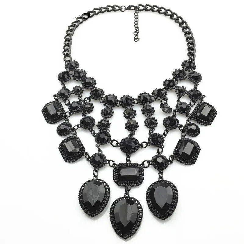 Black Stone Statement Choker Necklace