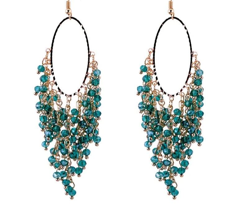 Handmade Crystal Beaded Statement Earrings