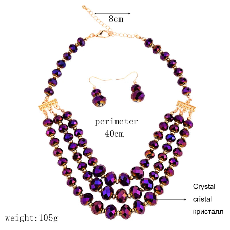 Multi-layer Crystal Ethnic Jewelry Set